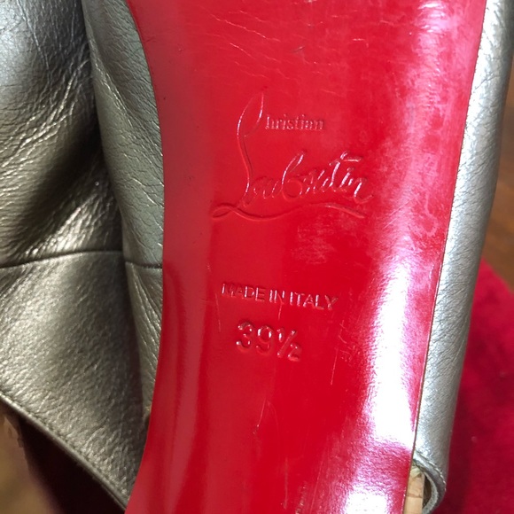 Christian Louboutin Gold Leather Peep Toe Cork - Picture 7 of 16